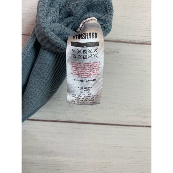 Gymshark Women's Power Down Leggings Size L Turquoise Seamless High Rise Ribbed - Picture 4 of 5